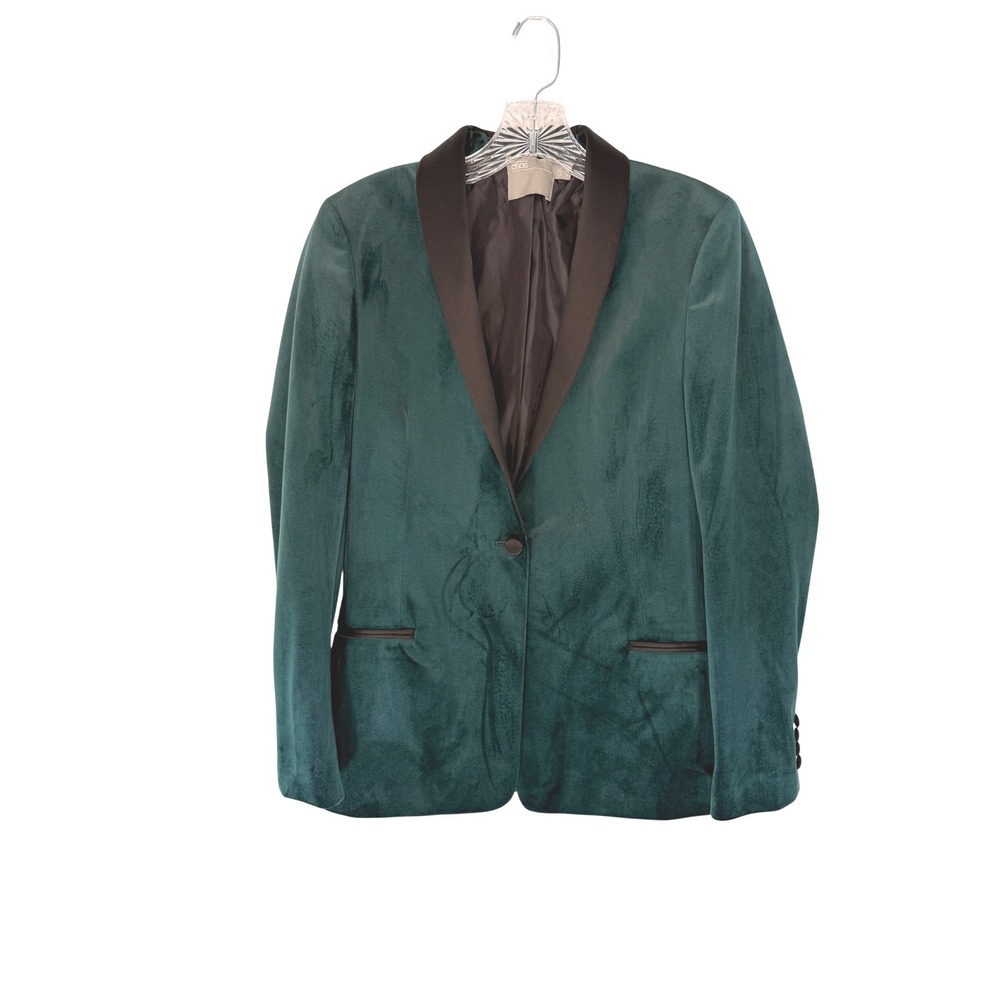 ASOS Blazer Women's Green Velvet Satin Trim Holiday Christmas Party Size 6